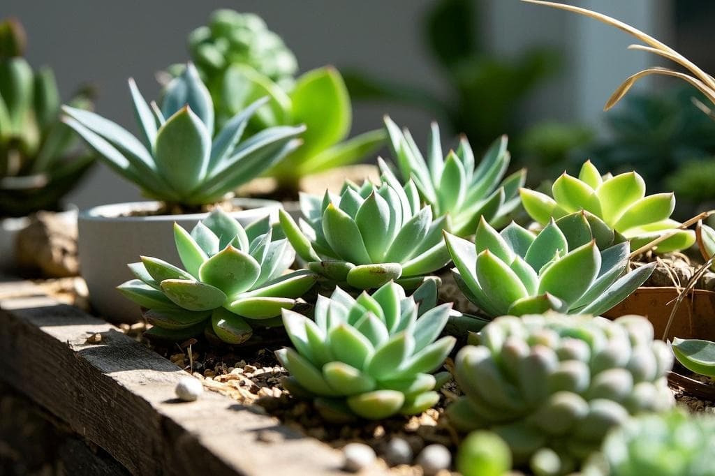 Succulent green plants arrangement